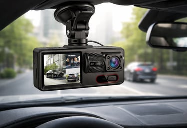 Câmera veicular com visão noturna 1080p instalada no para-brisa com gravação em tempo real no carro