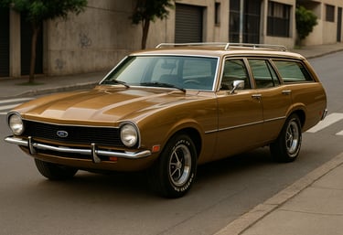 Ford Maverick Station Wagon dourada dos anos 1970