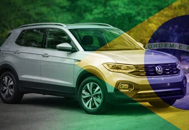 Versão inédita do T-Cross para a Copa do Mundo com bandeira do Brasil sobreposta