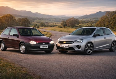 Chevrolet Corsa 1995 e Chevrolet Corsa 2026 frente a frente