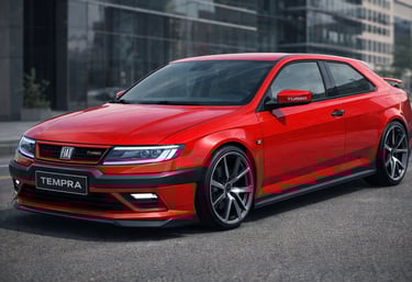 Fiat Tempra Turbo conceito 2026 vermelho com novo logo Fiat