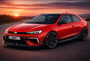 Kadett GSI conceito 2026 duas portas em vermelho esportivo com visual moderno