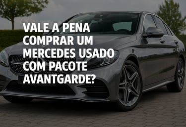 Mercedes-Benz Classe C Avantgarde cinza usado em destaque frontal com grade esportiva