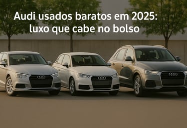Modelos Audi A3, A1 e Q3 usados com bom custo-benefício alinhados em cenário realista em 2025