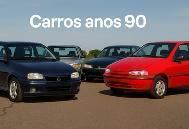 Chevrolet Corsa GSi vermelho e Fiat Palio ELX azul dos anos 90 posicionados de frente um para o outr