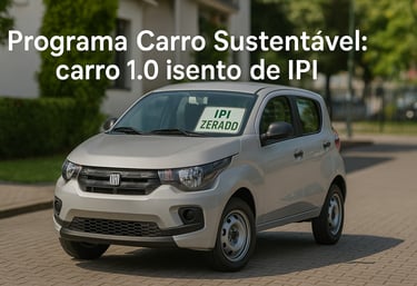 Carro 1.0 isento de IPI em pátio de concessionária, dia claro