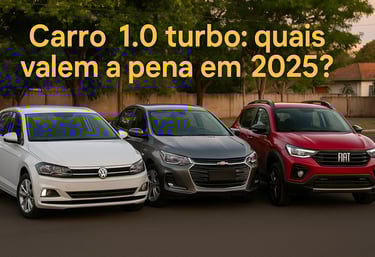 Três carros 1.0 turbo lado a lado: Polo, Onix e Pulse usados