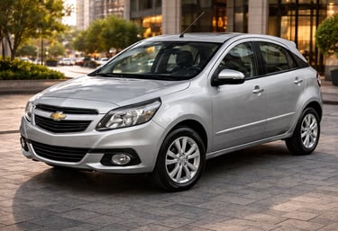 Chevrolet Agile 2014 completo em ângulo frontal lateral com destaque para design
