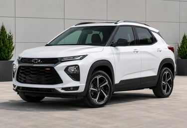 Chevrolet Trailblazer branca estacionada em showroom externo moderno