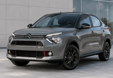 Citroën Basalt Dark Edition cinza em showroom externo