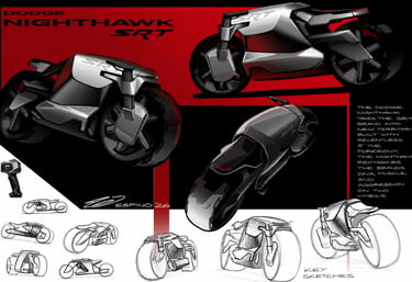 Conceito Dodge Nighthawk SRT futurista com design agressivo criado por estudante