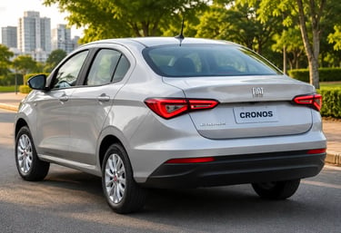 Fiat Cronos 1.3 2018 visto de traseira em ambiente urbano arborizado