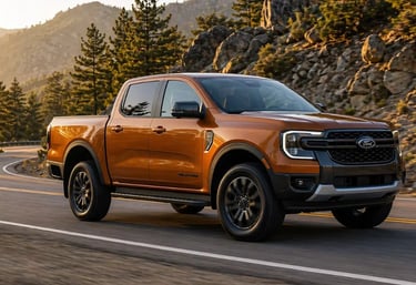 Ford Ranger em movimento após alerta de recall por risco de fogo nos EUA