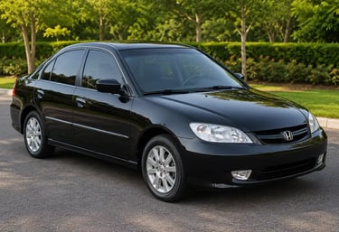 Honda Civic G7 sedã preto de quatro portas com design clássico e elegante