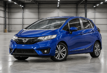 Honda Fit automático azul em galpão industrial