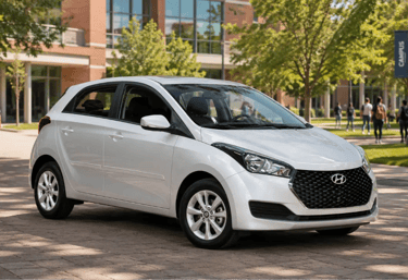Hyundai HB20 Comfort Plus 1.6 Automático 2019 em frente a um campus universitário
