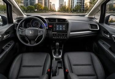 Interior do Honda WR-V com painel, central multimídia e câmbio CVT em destaque