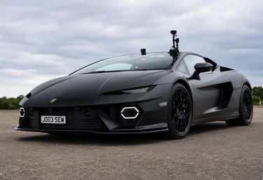 Lamborghini Temerario preta fosca em pista com visual futurista