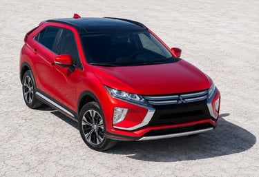 Mitsubishi Eclipse Cross vermelho com teto preto em destaque visto de cima