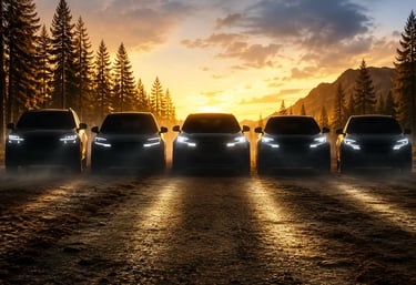 Teaser mostra cinco novos veículos da Ford alinhados ao pôr do sol