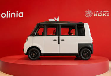 Olinia Uno exposto durante apresentação oficial do novo carro elétrico mexicano