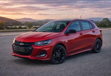 modelos onix rs vermelho esportivo sem placa com fundo moderno e visual dinâmico