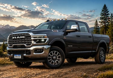 Ram 2500 picape robusta em estrada com montanhas ao fundo representando crescimento de vendas