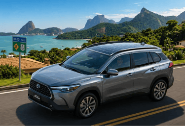 SUV da Toyota com teto solar que ajuda a carregar o carro enquanto dirige