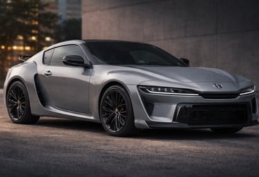 Toyota Celica 2027 em projeção não oficial na cor prata com design esportivo em ambiente urbano mode