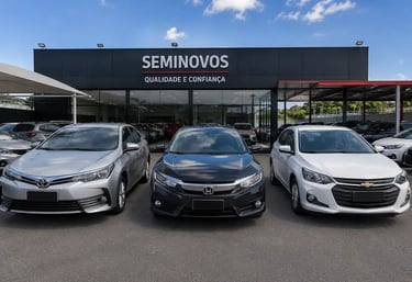 Toyota Corolla, Honda Civic e Chevrolet Onix em revenda de carros seminovos