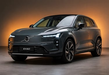 Volvo EX60 elétrico com design moderno em estúdio destacando o novo SUV topo de linha