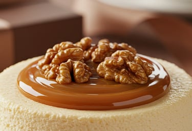 tarta de queso con dulce de leche y nueces