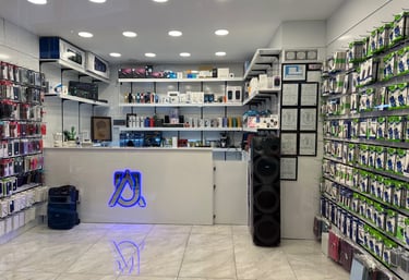 a store with a lot of electronics and electronics