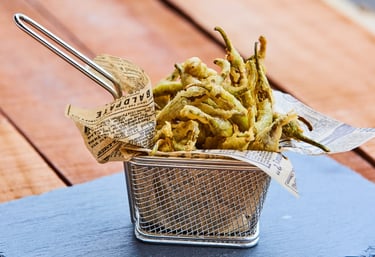 Piparras en tempura