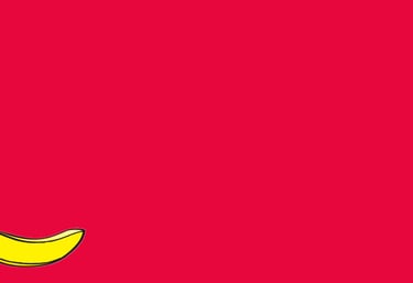 a banana peely banana sitting on a red background