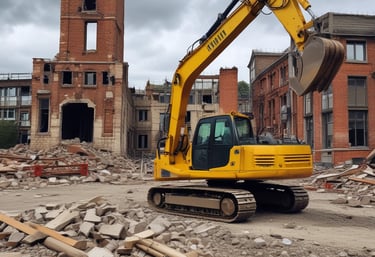 a man riding a skateboard down a street next to tall buildings