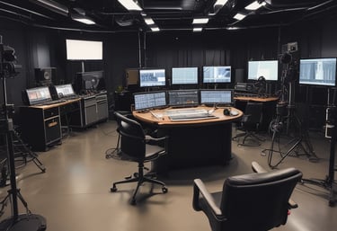 A bustling indoor event with people walking and interacting around various booths. The room has a modern design with bright lighting and geometric carpet patterns. Several informational materials and promotional stands are visible, indicating a possible career fair or exhibition.
