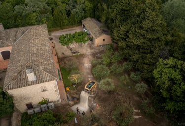 photo aérienne travaux jarin d'une maison
