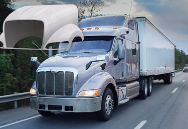 bumpers, face masks, cab assemblies, deflector plates, fairings, spoilers, and side skirts