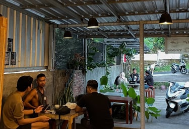 a group of people sitting at a table
