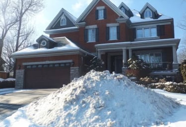 a house with a driveway that has had the snow shoveled clear
