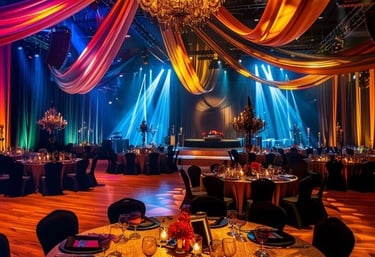 a large room with a chandelier and a chandelier