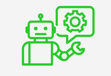 Ilustración moderna y minimalista en verde brillante de Biadata para el servicio de automatización