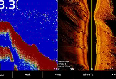 2d and side imaging of cliffs and drop off