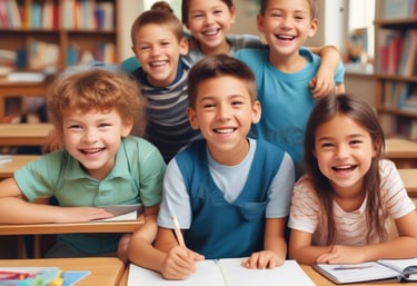 A vibrant classroom setting with engaged students.