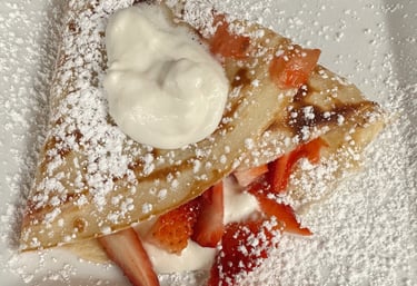 Strawberry Crepe, Brunch, Latte 