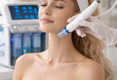 Une femme se fait nettoyer la peau avec hydroface durant un soin detox visage