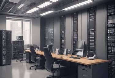 A modern office environment showcasing technology.