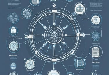 An illustration of automated email processing in a modern workspace.