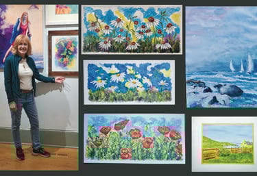 a collection of Sheila Fossen’s watercolor-paintings of galleries, flowers and nature scenes